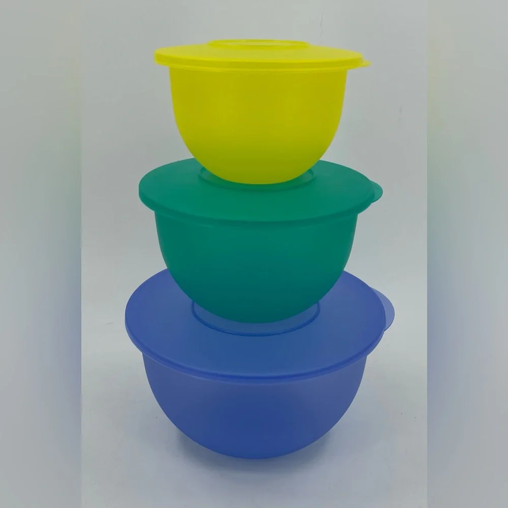 Tupperware Vintage Impressions Nesting Mixing Bowls #3091,3093,3095 & Seals‎ NEW